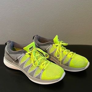 Size 9 Men’s Nike Flyknit Lunar 2 Volt Grey